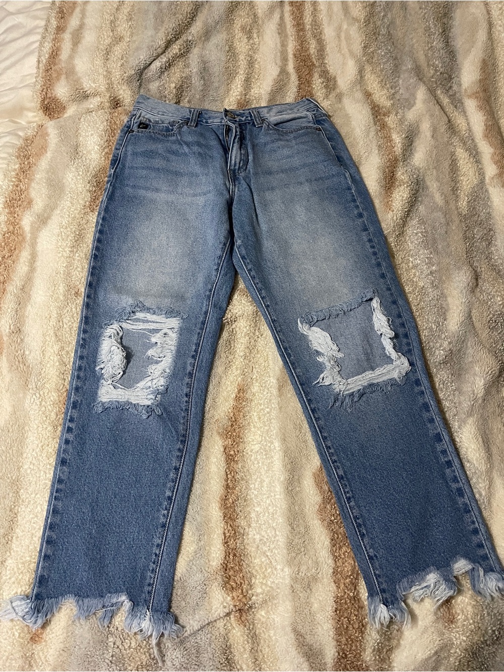 KanCan Light Blue Straight Leg Distressed Jeans